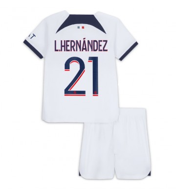 Paris Saint-Germain Lucas Hernandez #21 Segunda Equipación Niños 2023-24 Manga Corta (+ Pantalones cortos)